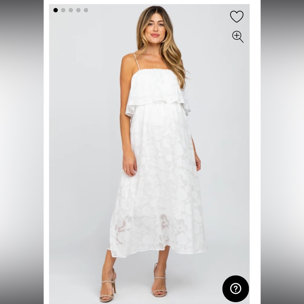 Pink Blush White Floral Maternity Midi Dress